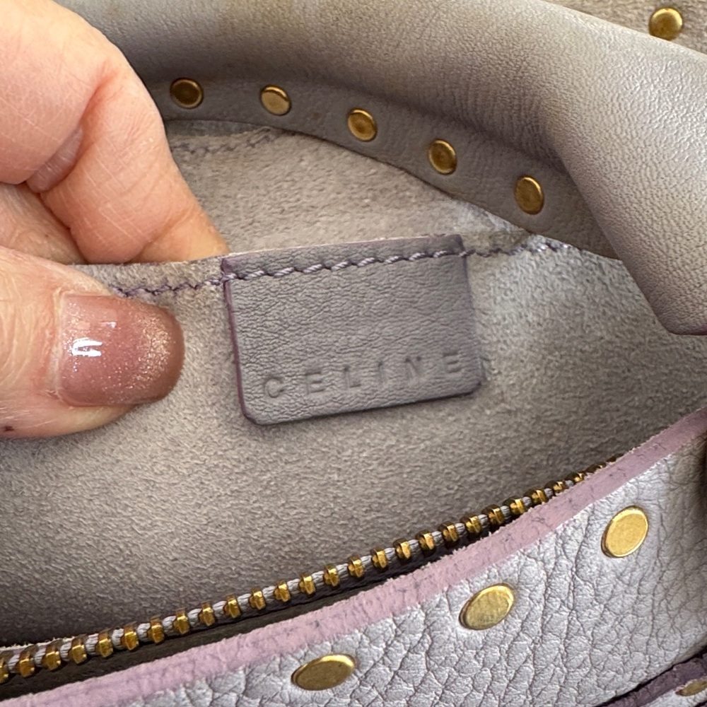 Celine Studded Lavender Leather Boogie Top Handle Bag Gold Studs Vintage - Picture 4 of 11